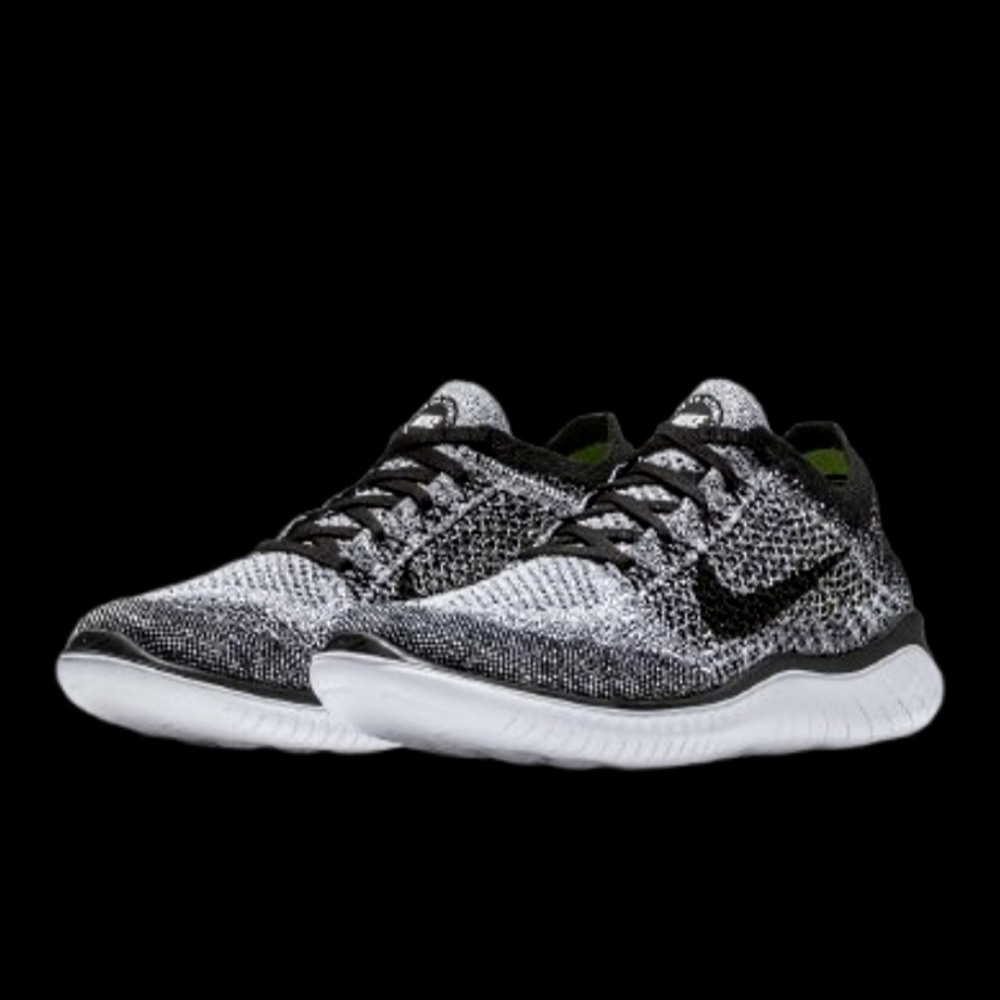 Nike Free RN 2018 Flyknit Oreo Womens Size 6.5 White Black